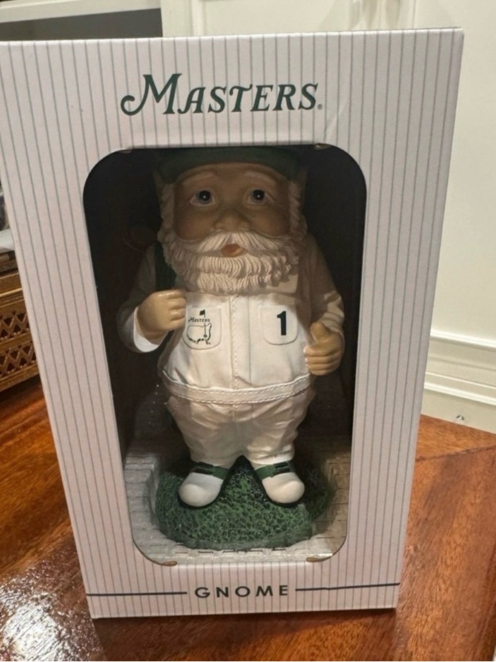 Masters Caddie Golf Gnome in White and Green